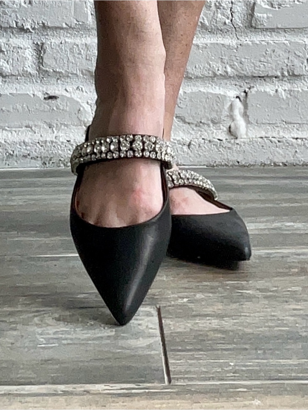 Kurt Geiger Black Pointed Crystal Strap Mules - Picture 4 of 6